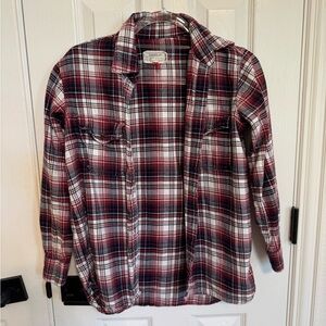 Red and Black Plaid Button-Up Shirt